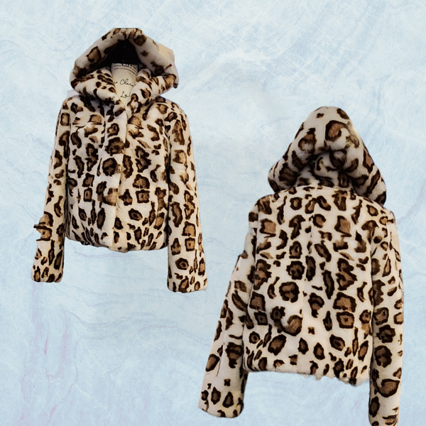mink leopard print crop jacket