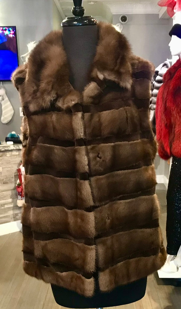 MINK VEST SHEARED MINK INSERTS SABLE COLLAR