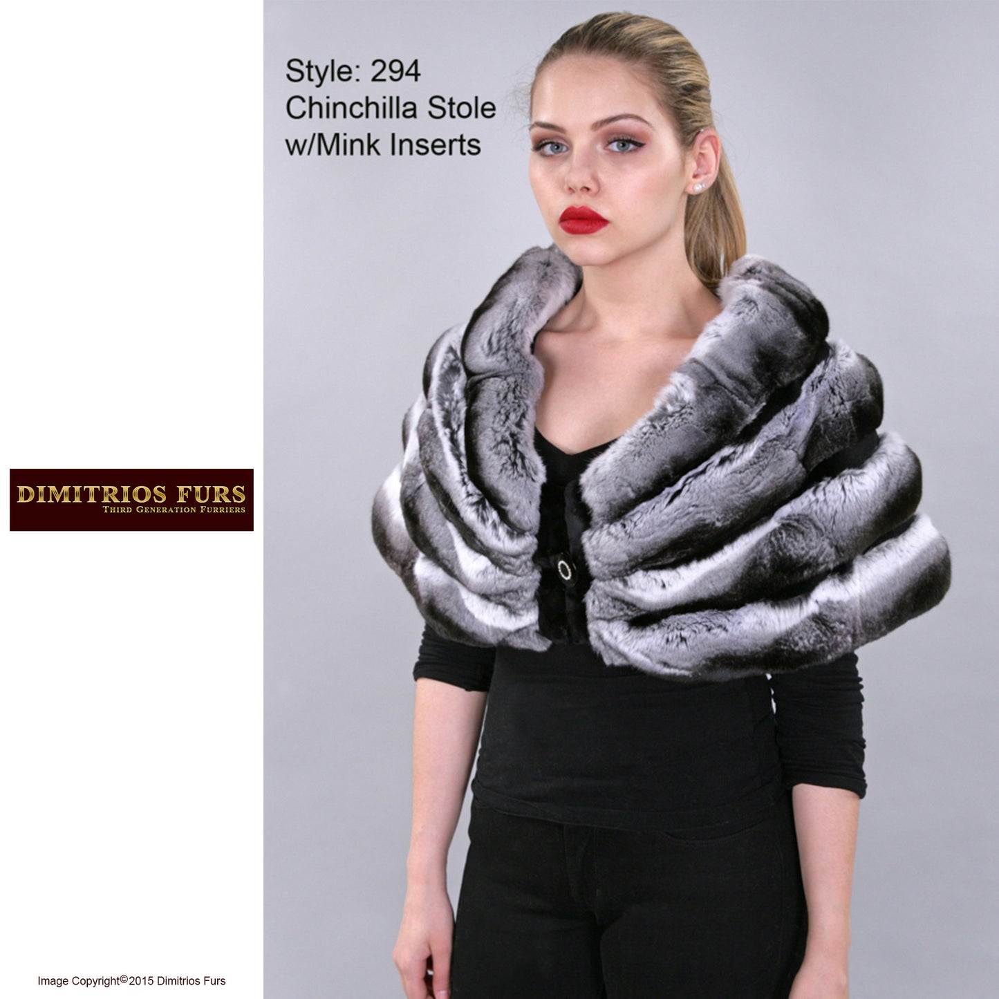 Custom Fur - Chinchilla Stole with Mink Inserts