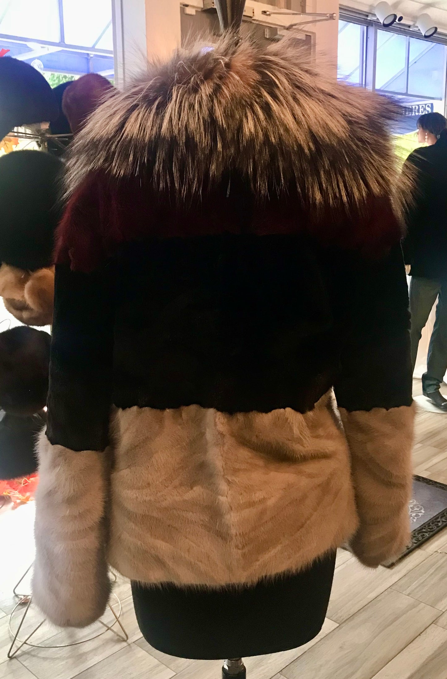 3 Tier mink combo crop jkt - fox collar - shear & non