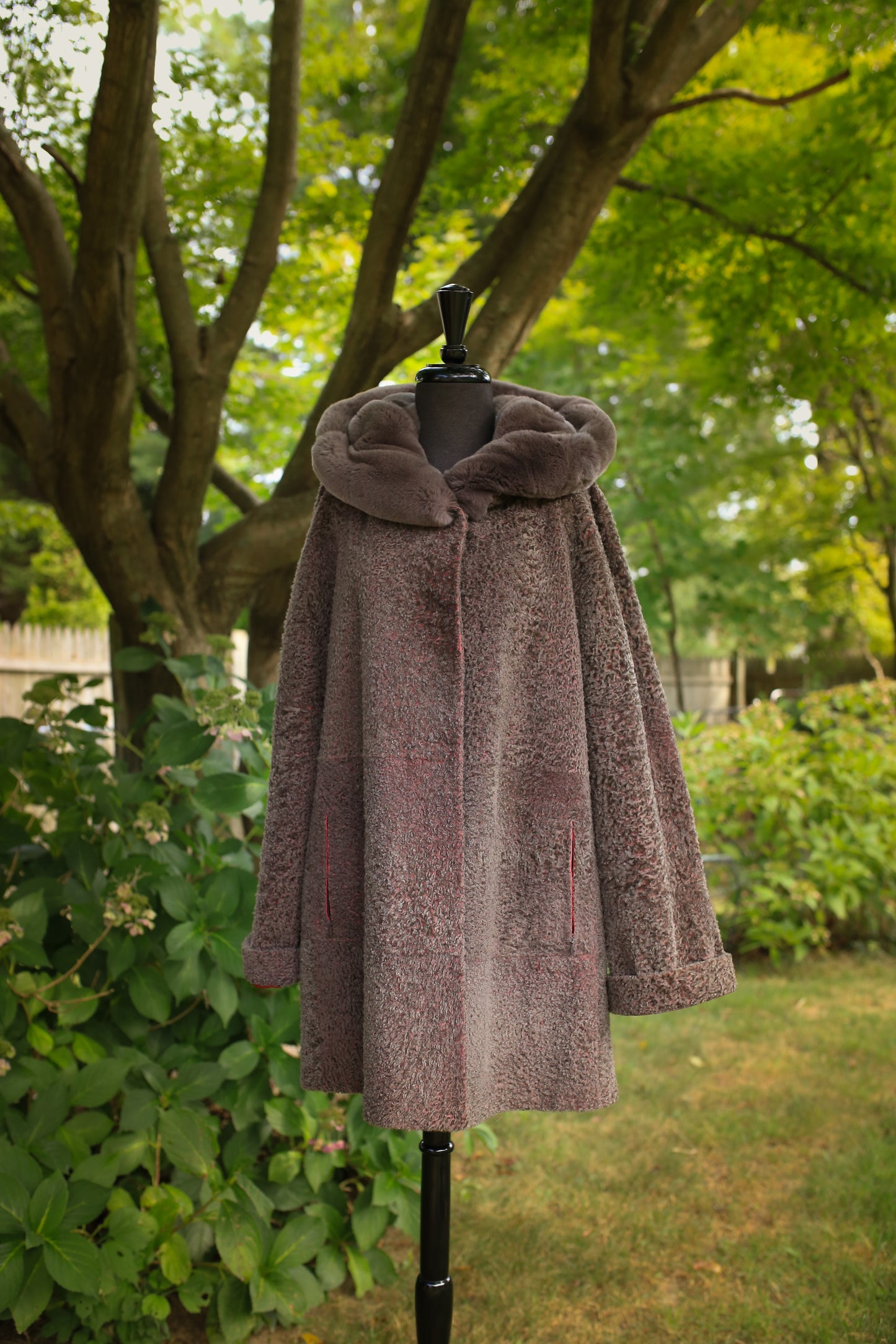 Astrakhan Lamb Jacket w/ Double Fur Hood
