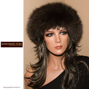 Fur Headband - Fox Fur Headband - Dark Gray, Long Nap Fur