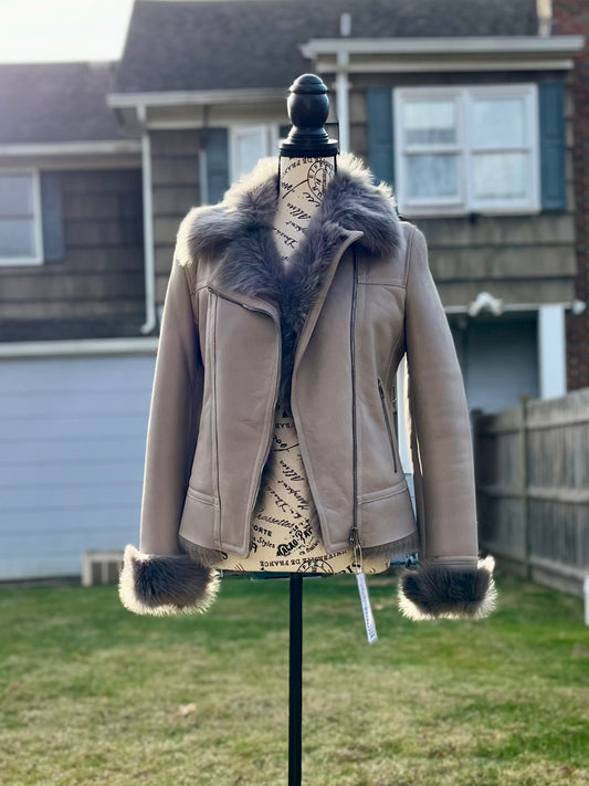 SHEARLING CROP ZIP UP JKT