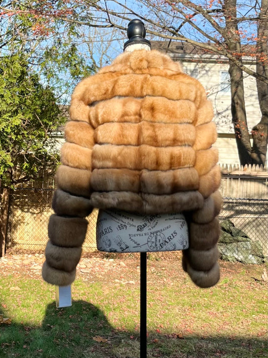CANADIAN SABLE CROP JACKET / HORIZONTAL CUT