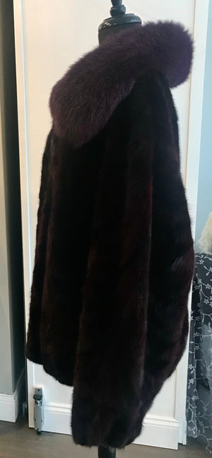 BURGUNDY MINK WITH FOX COLLAR TO MATCH