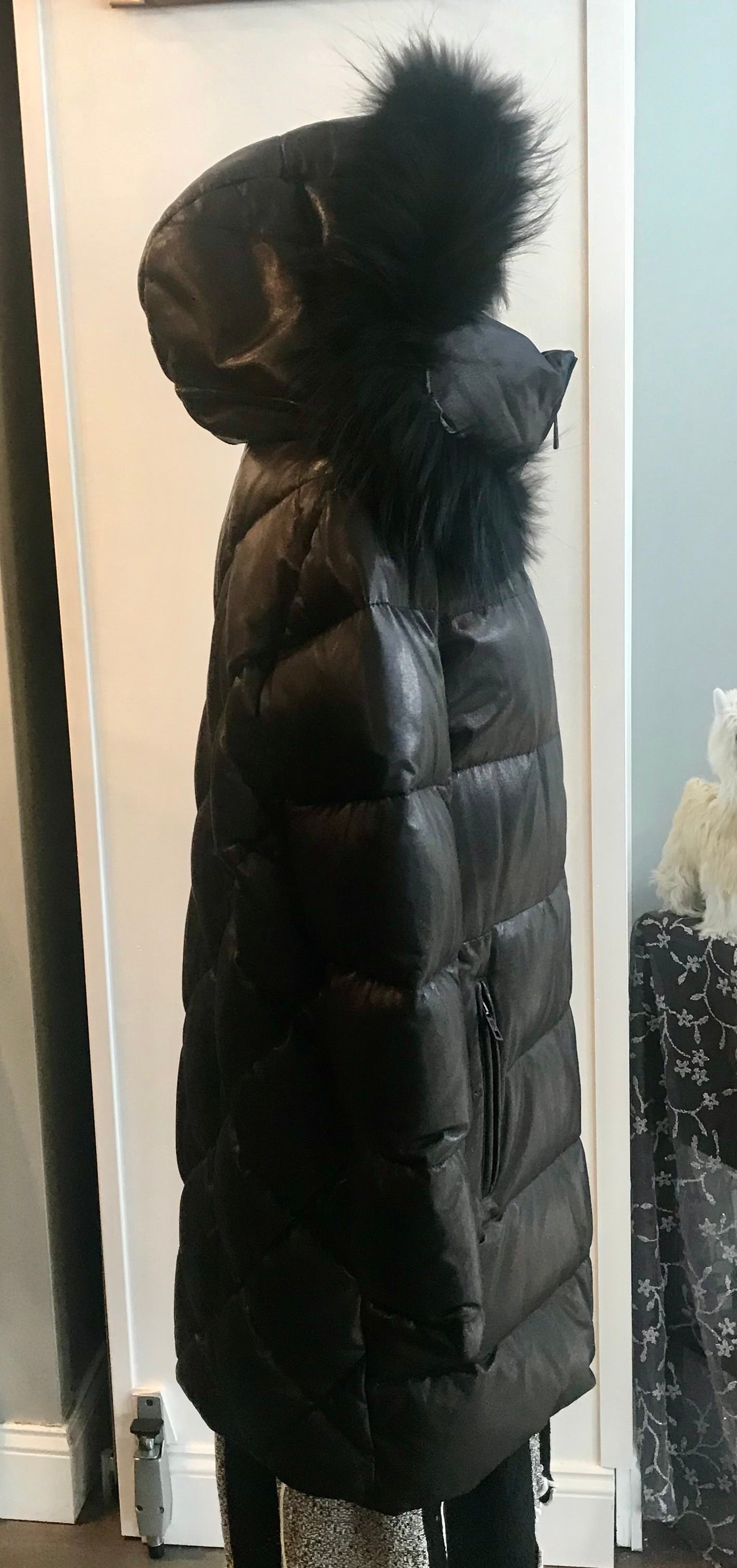 LEATHER PARKER JKT HOOD FOX TRIM
