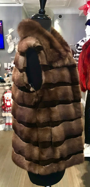 MINK VEST SHEARED MINK INSERTS SABLE COLLAR