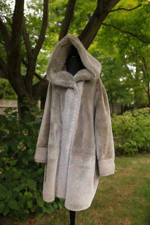 Astrakhan Lamb Coat w/ Toscana Long Hair Trim Hood - Reversible