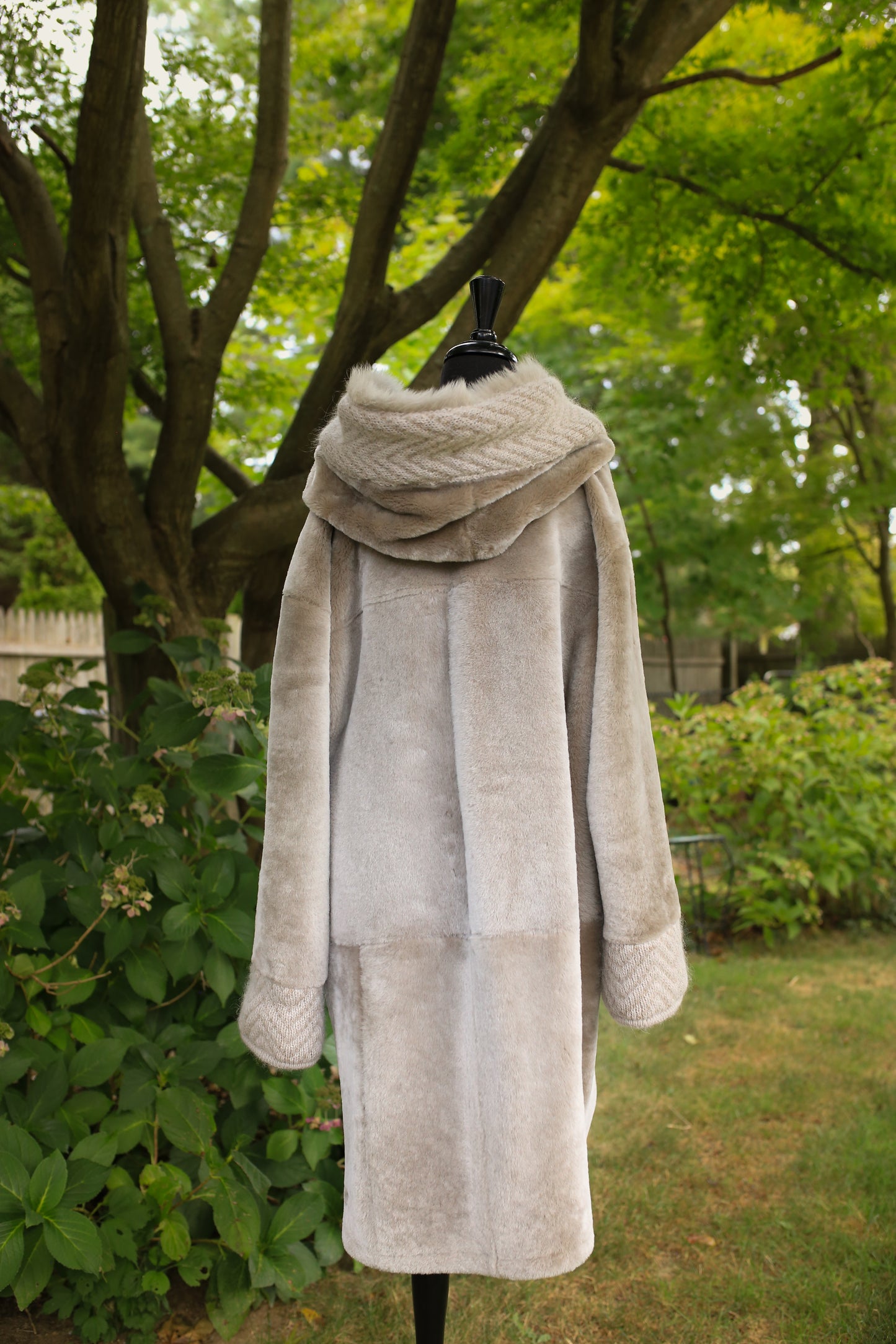Astrakhan Lamb Coat w/ Toscana Long Hair Trim Hood - Reversible