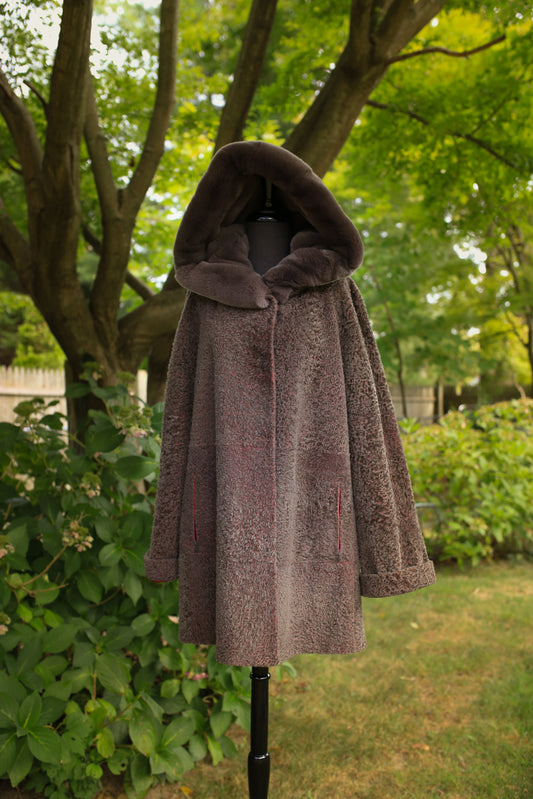 Astrakhan Lamb Jacket w/ Double Fur Hood