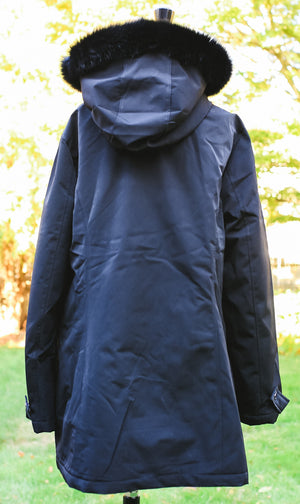 Black Fox Trim Light Weight Canvas Jacket with Hood