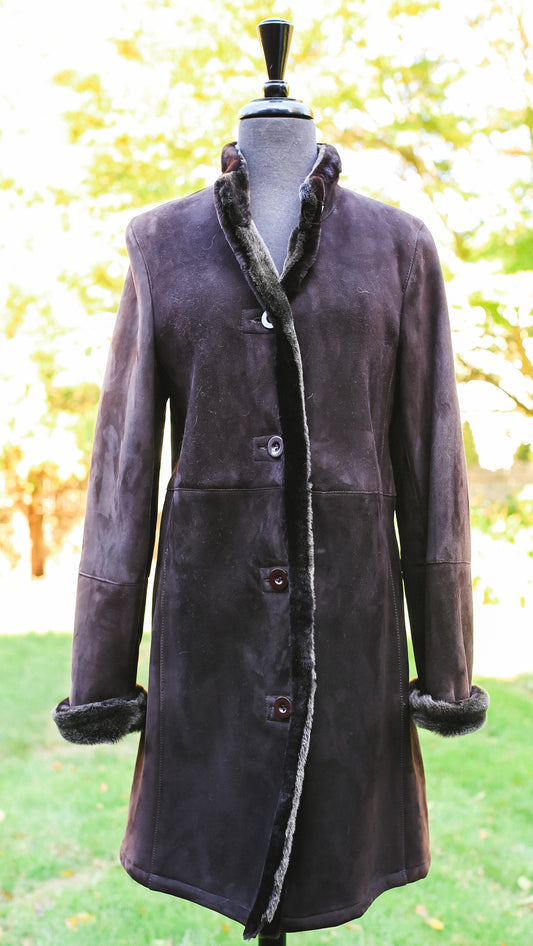 Brown Merino Shearling Coat