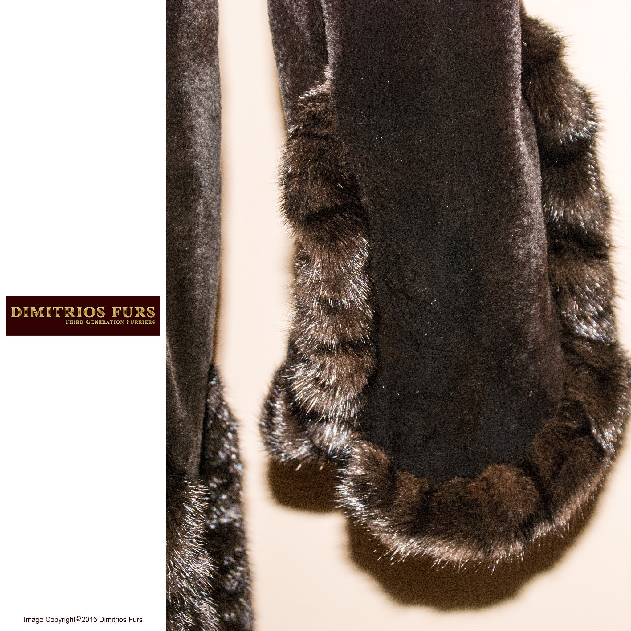 Brown Sheared Mink Stroller with Scalloped Detail and Bell Sleeves - EXOMIS WS