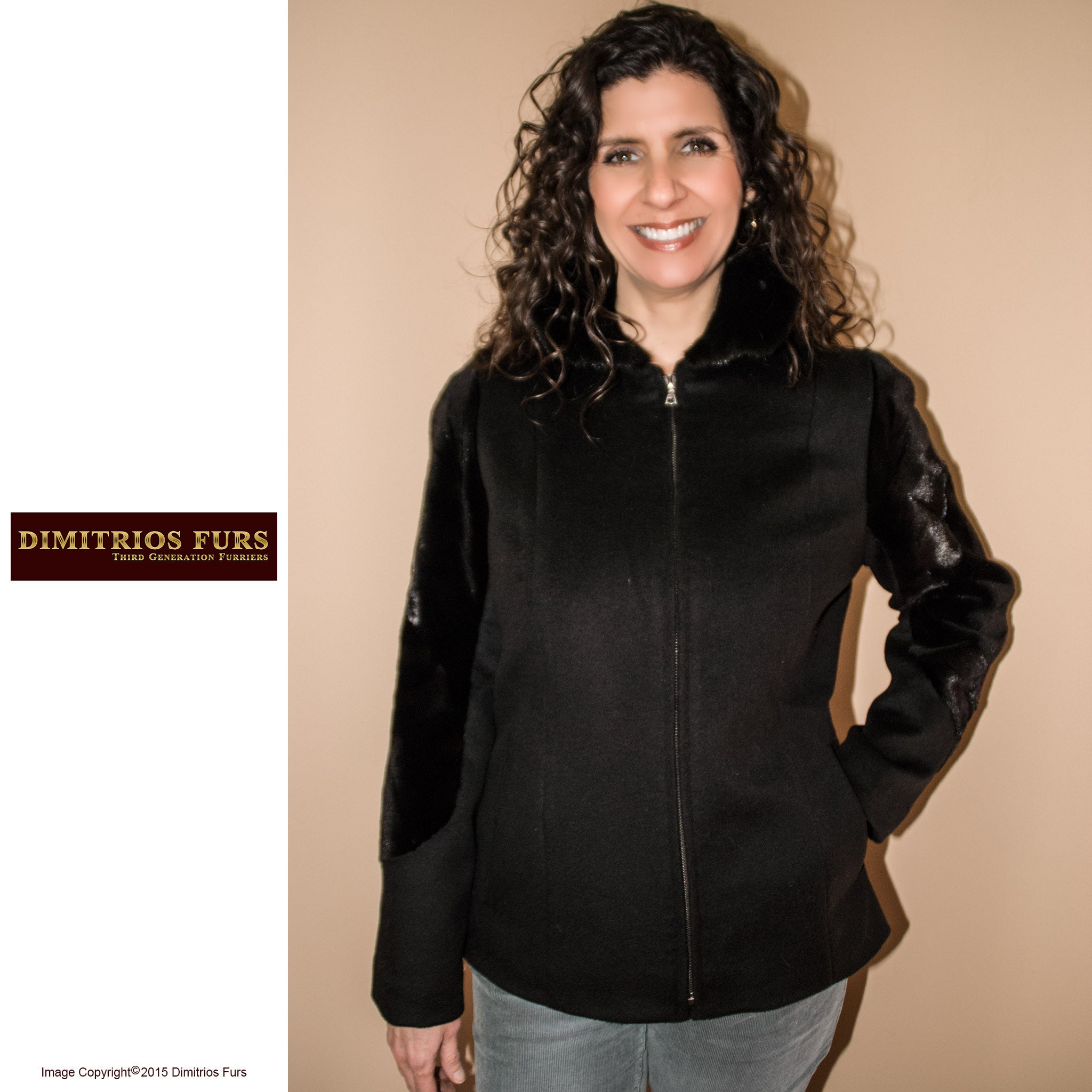 Cashmere Jacket with Sheared Mink Details