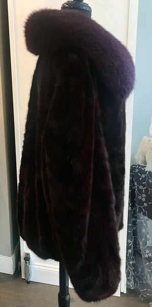 BURGUNDY MINK WITH FOX COLLAR TO MATCH