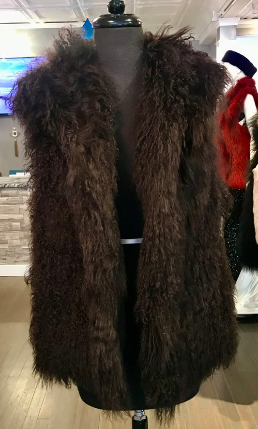 BROWN TEIBATAN LAMB VEST