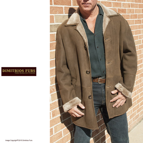 Men's Medium Brown Merino Shearling Jacket  size 52