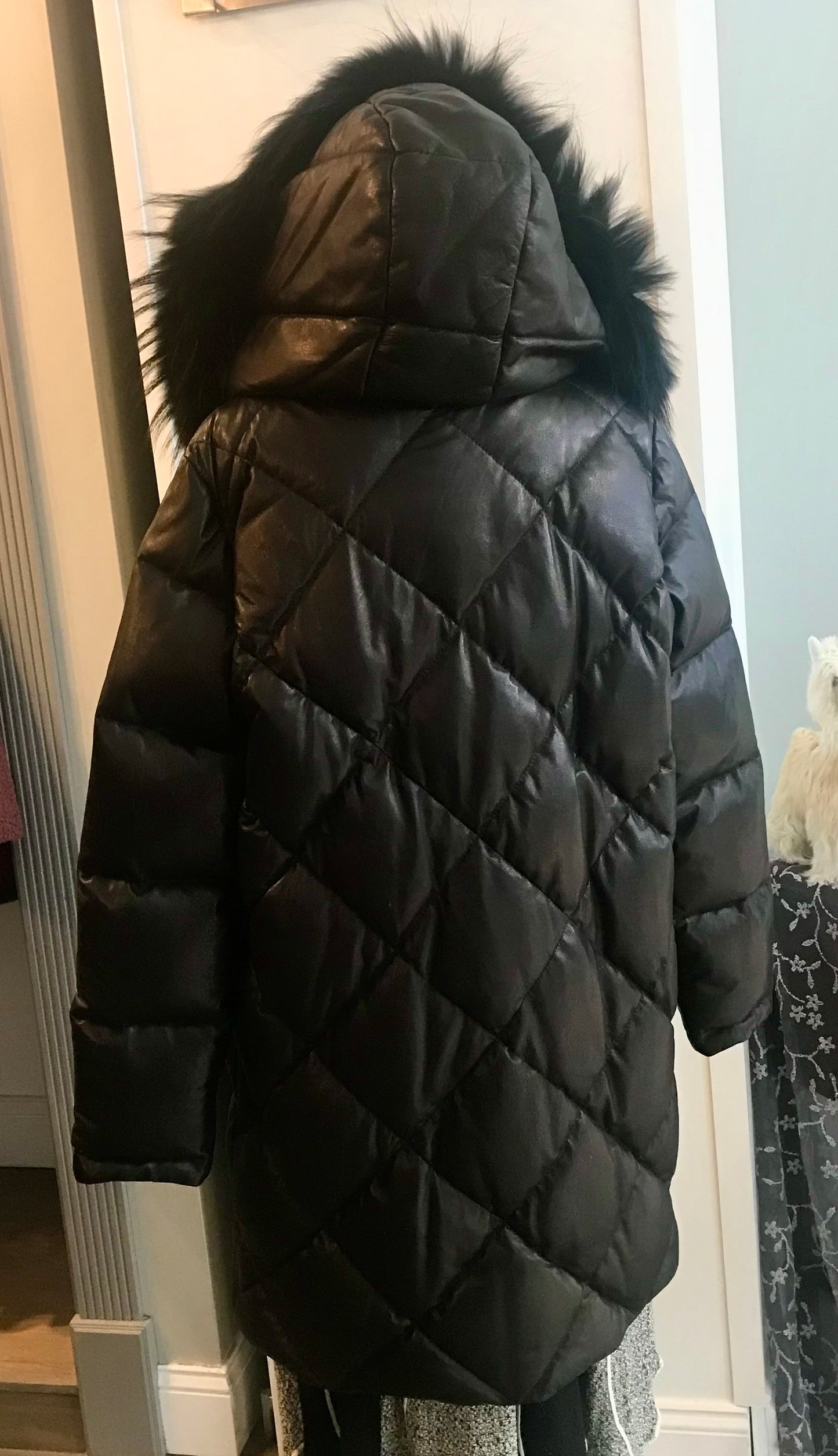 LEATHER PARKER JKT HOOD FOX TRIM