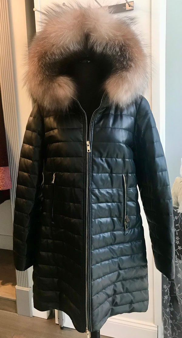 LEATHER GOOSE FILLED JACKET - ZIPPER
