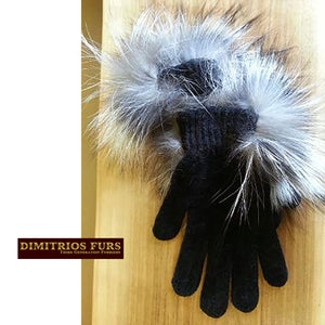 Fox Trimmed Chenille Gloves