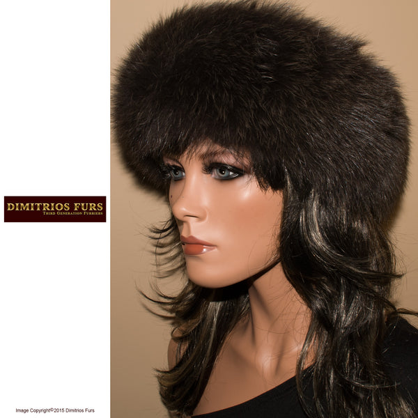 Fur Headband - Dark Gray Fox with Short Nap Fur