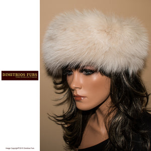 Fur Headband - White-Blush Fox Fur Headband