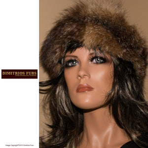 Womens' Fur Hats - Black Wool Felt - Crystal Fox Trim