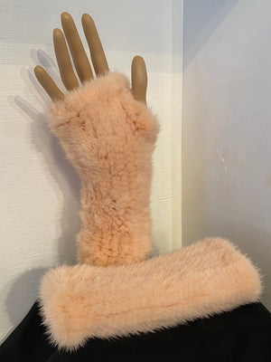 Salmon Mink Knit Fingerless Gloves