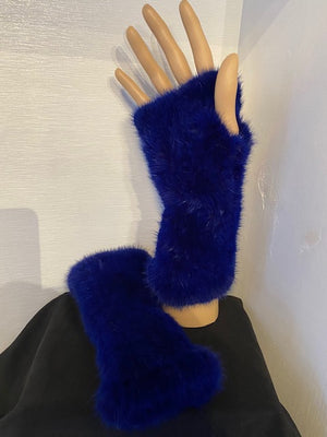 Electric Blue Knit Fingerless Gloves