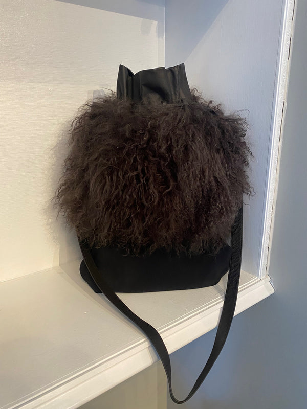 Brown Tibet Lamb Fur Circle Bag