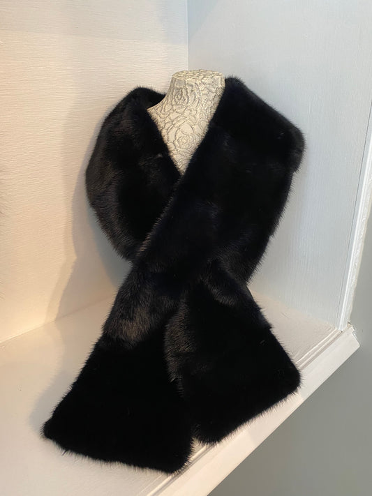 Black Mink Ascot with Slit