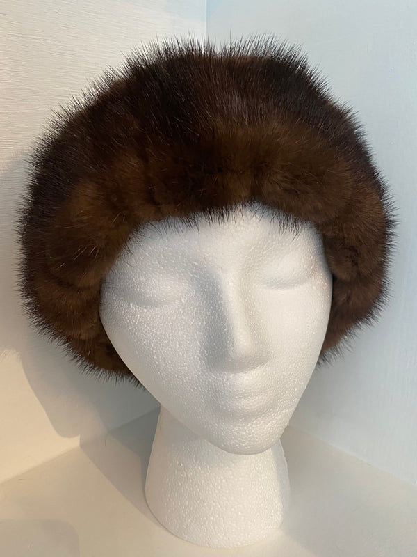 Brown Wool Felt Hat Trimmed with Mahogany Mink