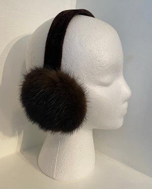 Brown Mink Earmuffs with Brown Velvet Band