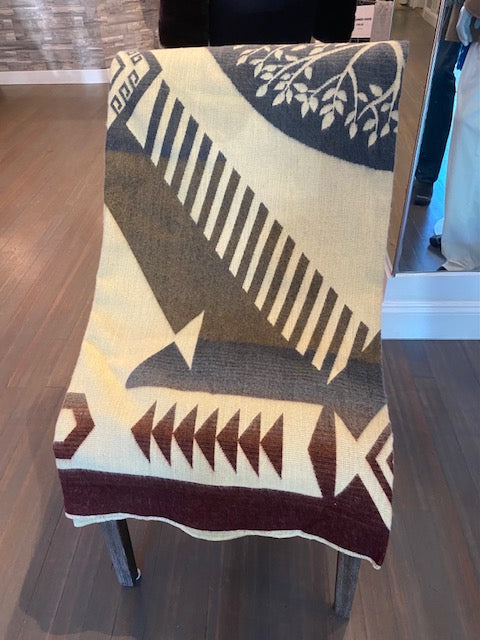 Blue/Brown Printed Alpaca Blanket