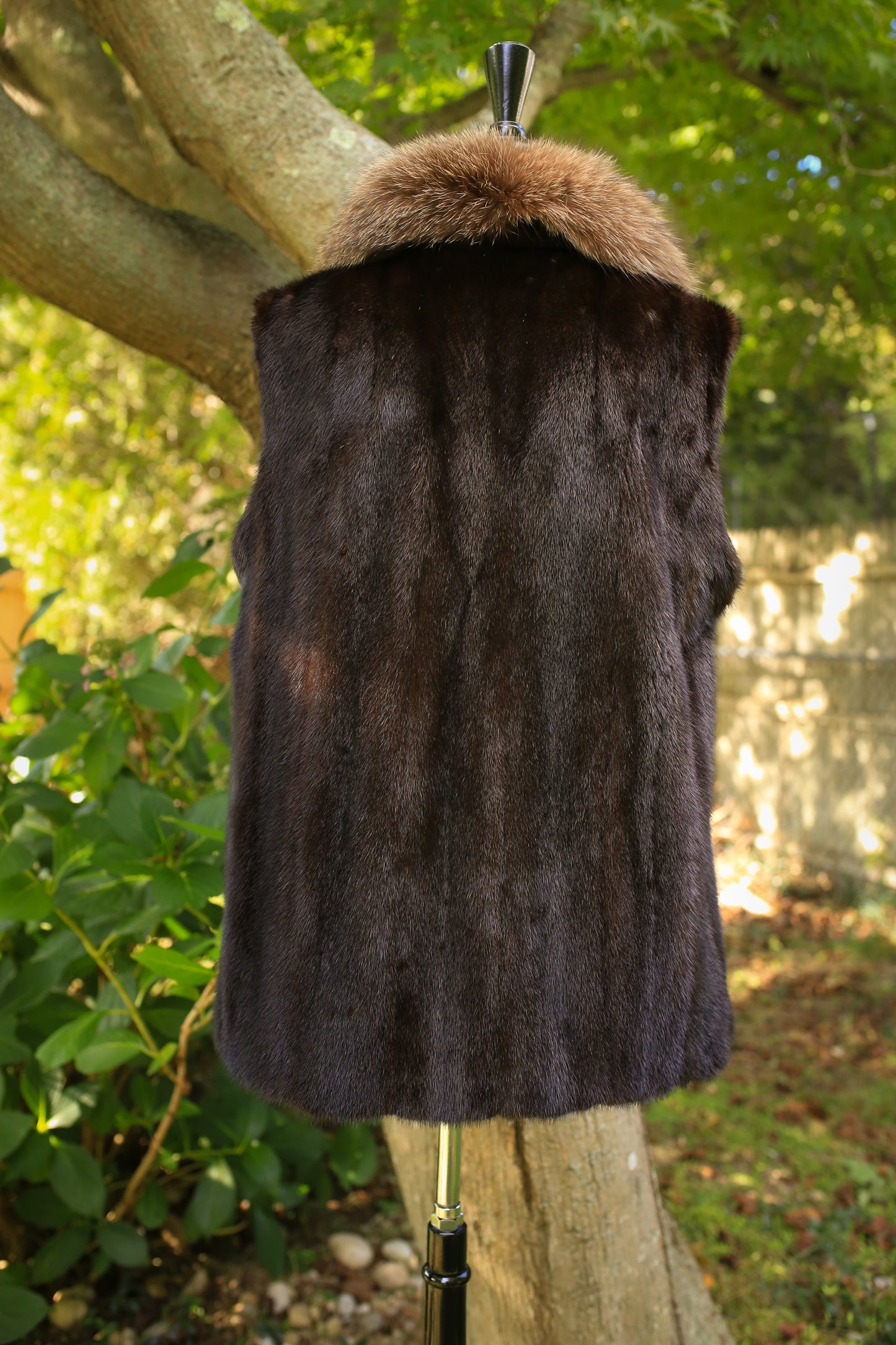 Mahogany Mink Vest w/ Fox Collar