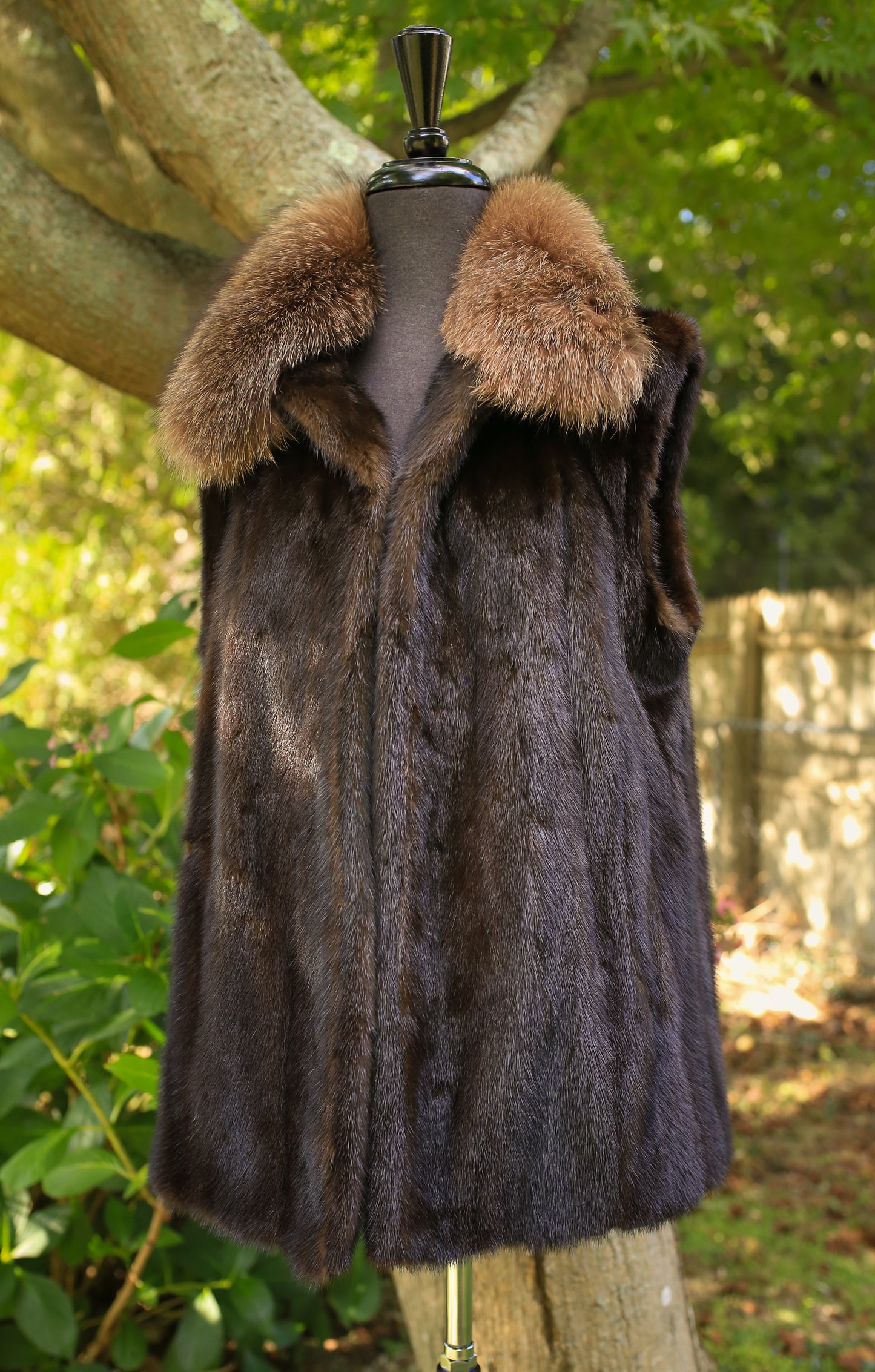 Mahogany Mink Vest w/ Fox Collar
