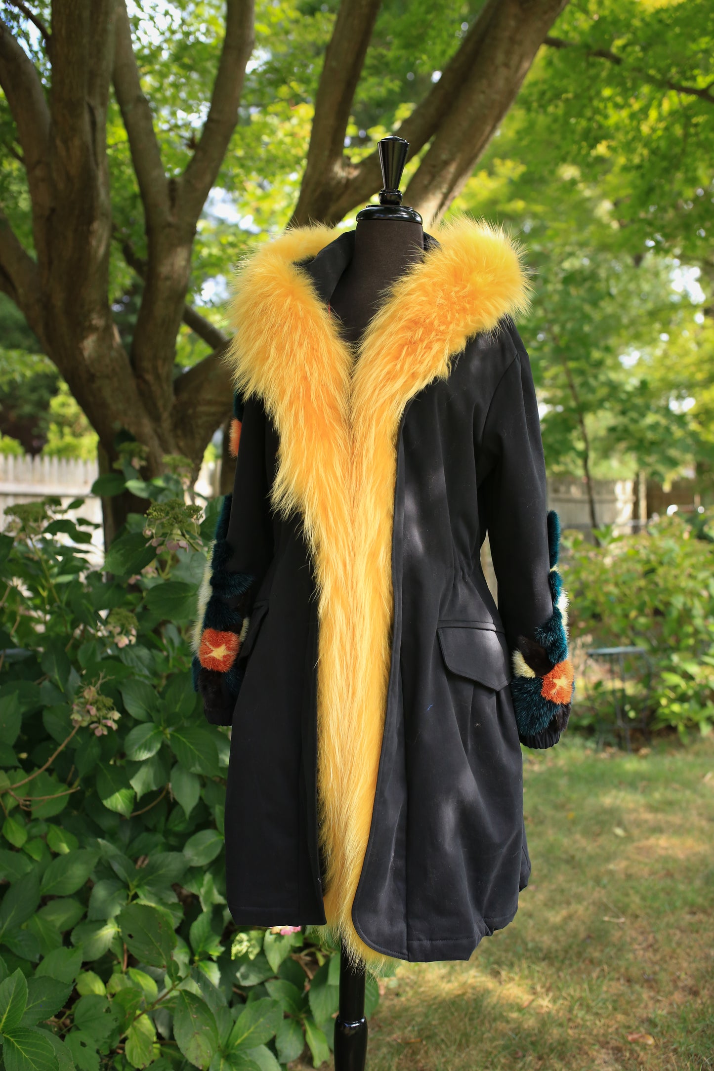 Microfiber Rainwear w/ Cashmere Lining and Fox Trim