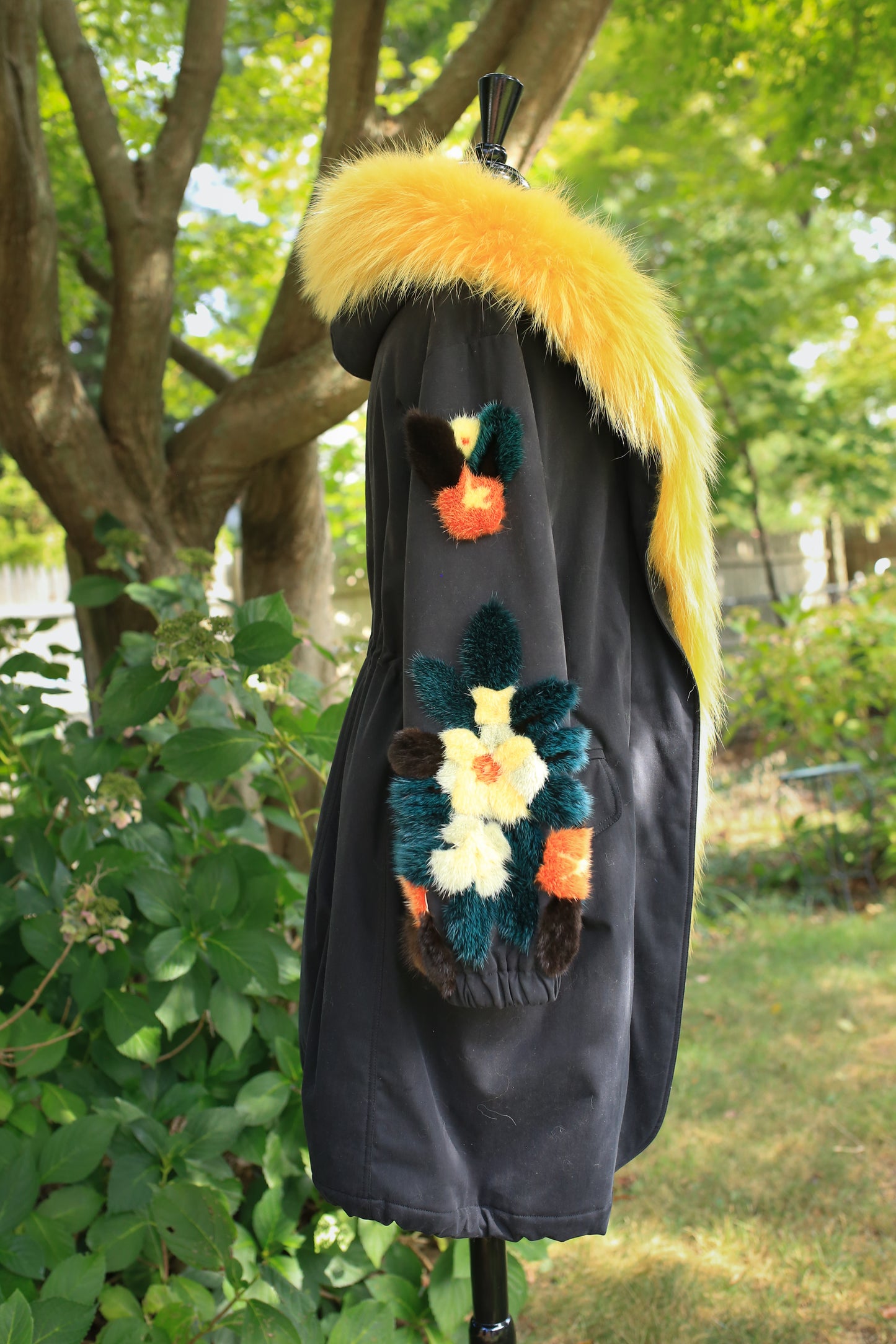 Microfiber Rainwear w/ Cashmere Lining and Fox Trim
