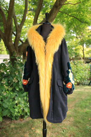 Microfiber Rainwear w/ Cashmere Lining and Fox Trim