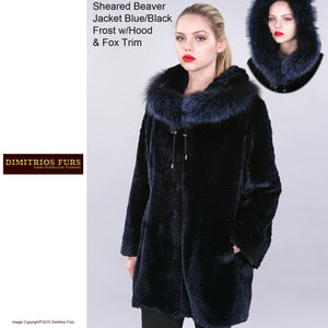 Custom Fur - Sheared Beaver Jacket with Frost Fox Trimmed Hood