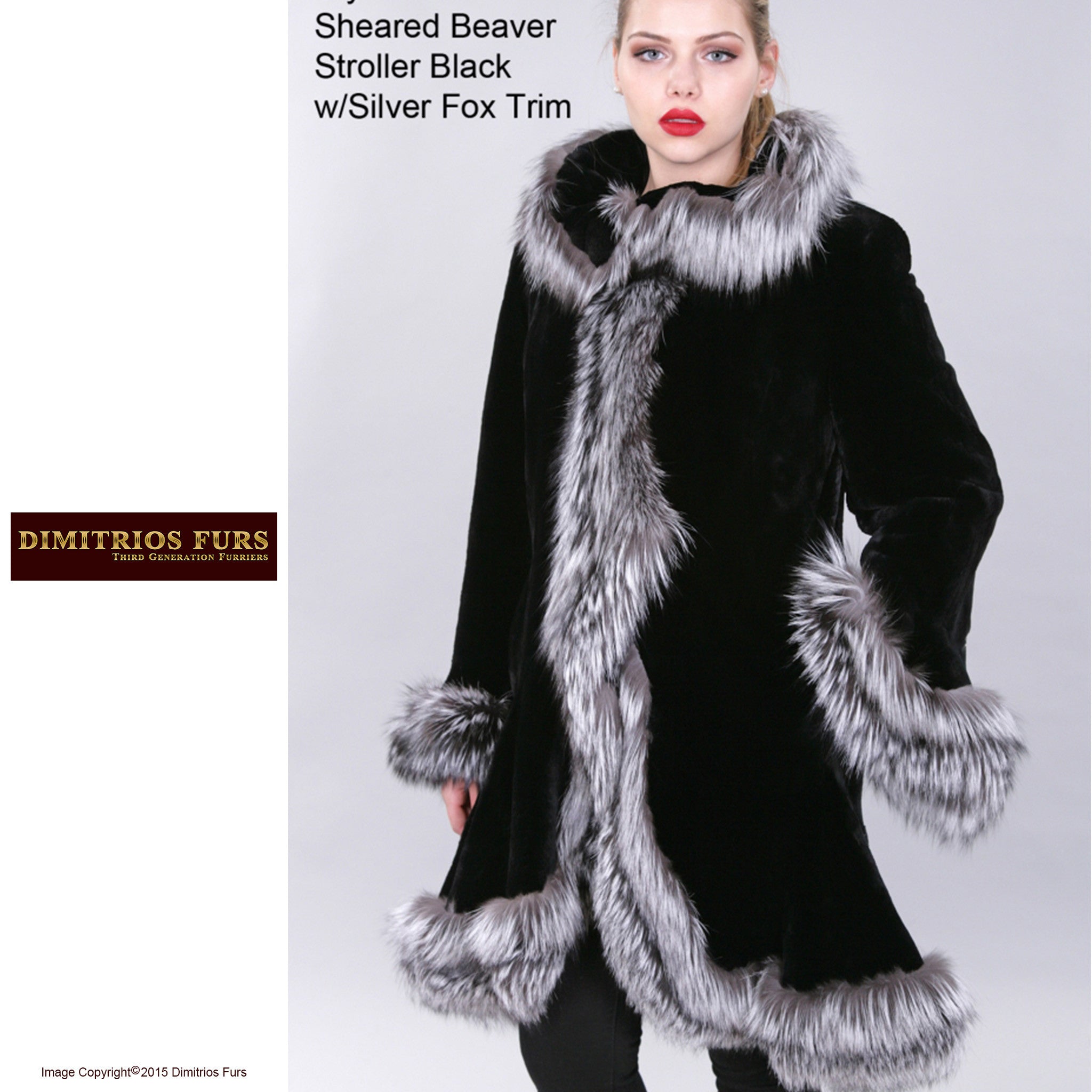 Custom Fur - Sheared Beaver Stroller with Silver Fox Trim