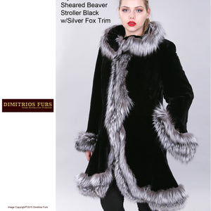 Custom Fur - Sheared Beaver Stroller with Silver Fox Trim