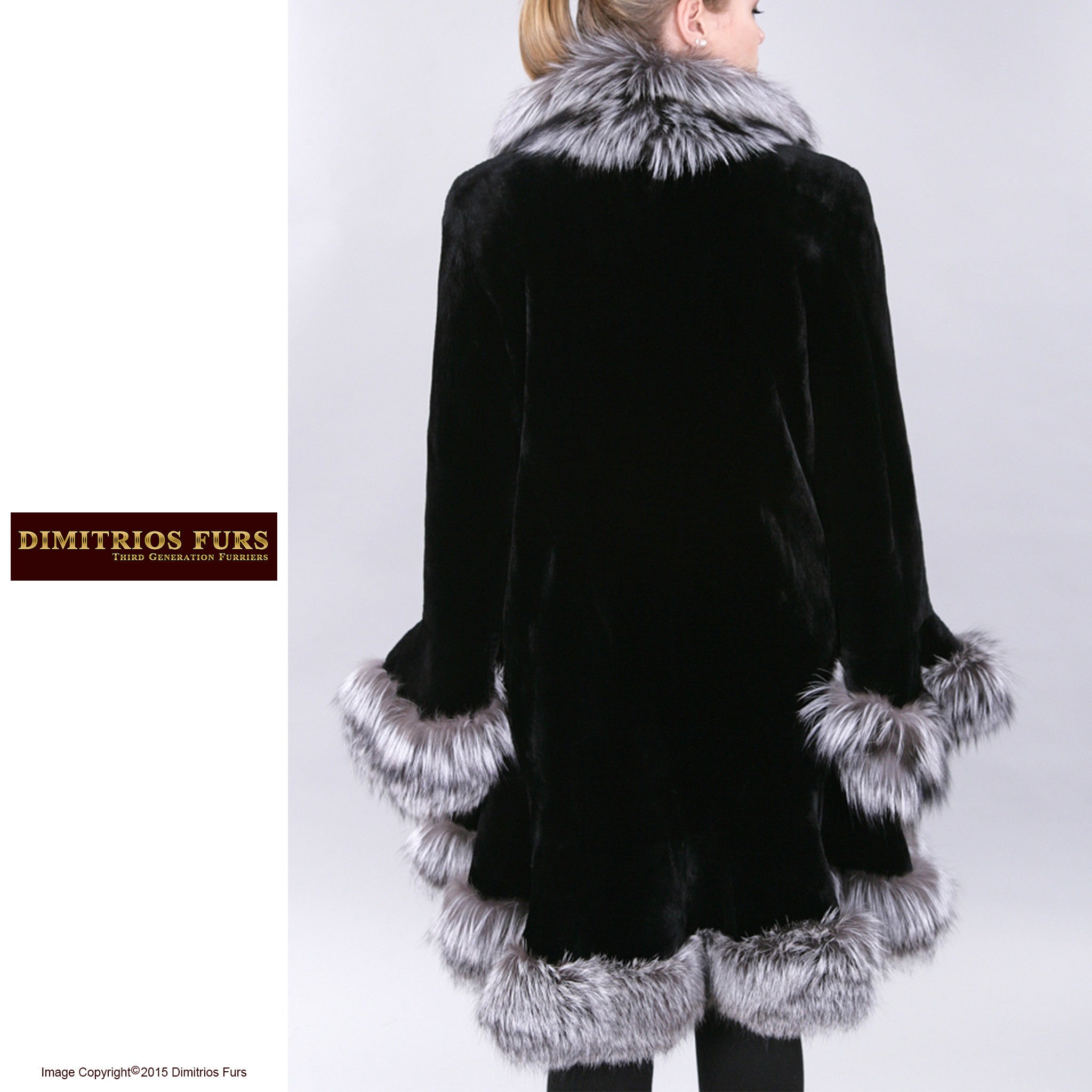 Custom Fur - Sheared Beaver Stroller with Silver Fox Trim