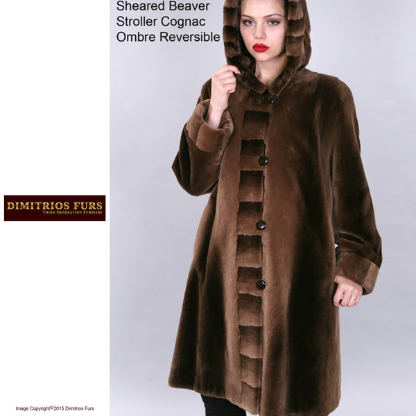 Custom Fur - Sheared Beaver Stroller - Reversible - Cognac Ombre