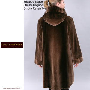Custom Fur - Sheared Beaver Stroller - Reversible - Cognac Ombre