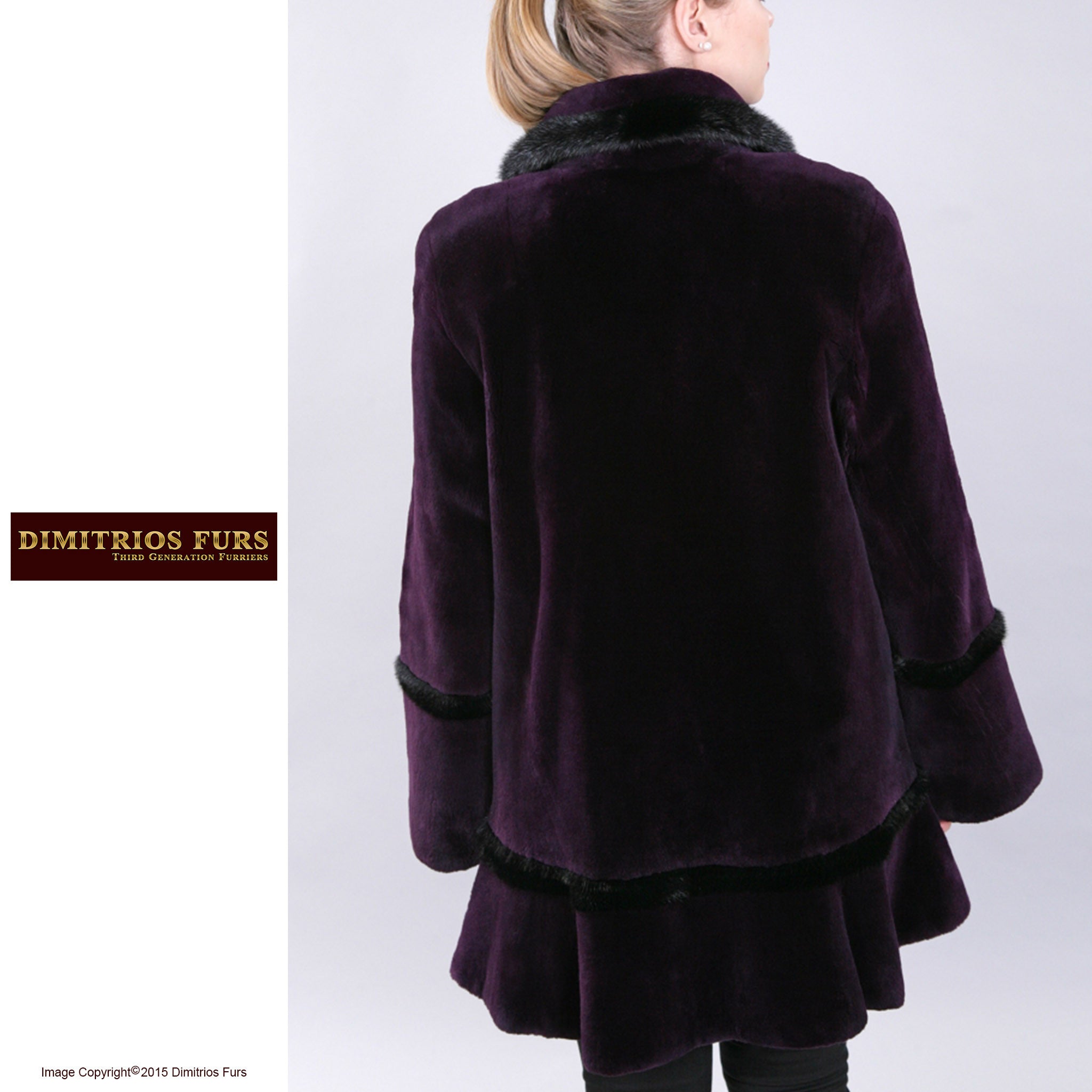 Custom Fur - Sheared Beaver Stroller - African Violet - Mink Trim