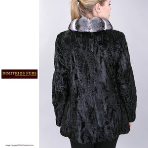 Custom Fur - Swakara Jacket with Chinchilla Top Collar