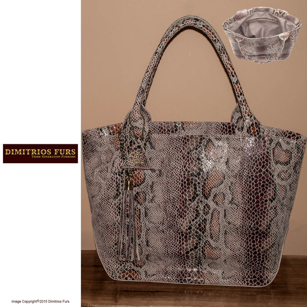 Tori Tote - Python Printed Leather Handbag