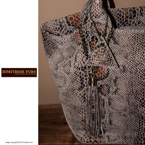 Tori Tote - Python Printed Leather Handbag