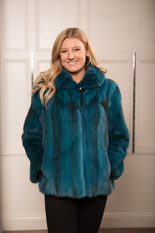 Dy Blue Mink Cross Wing Collar